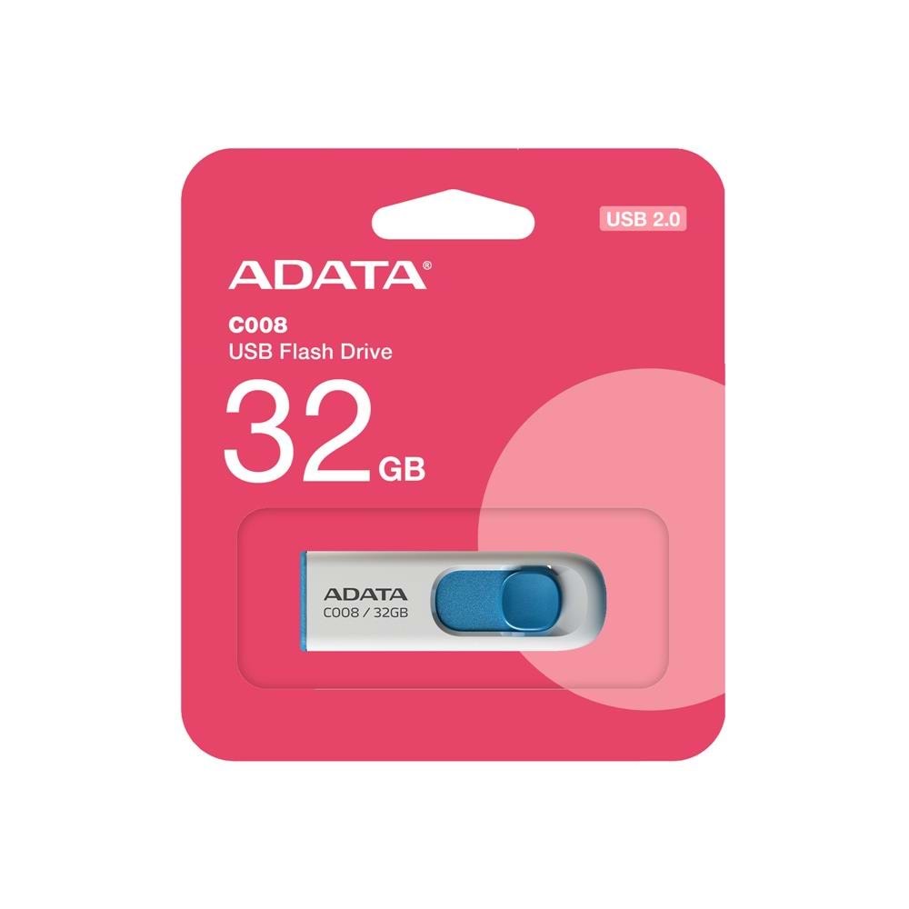 Adata C008-32GB 32GB USB2.0 Classic (White + Blue) Flash Bellek