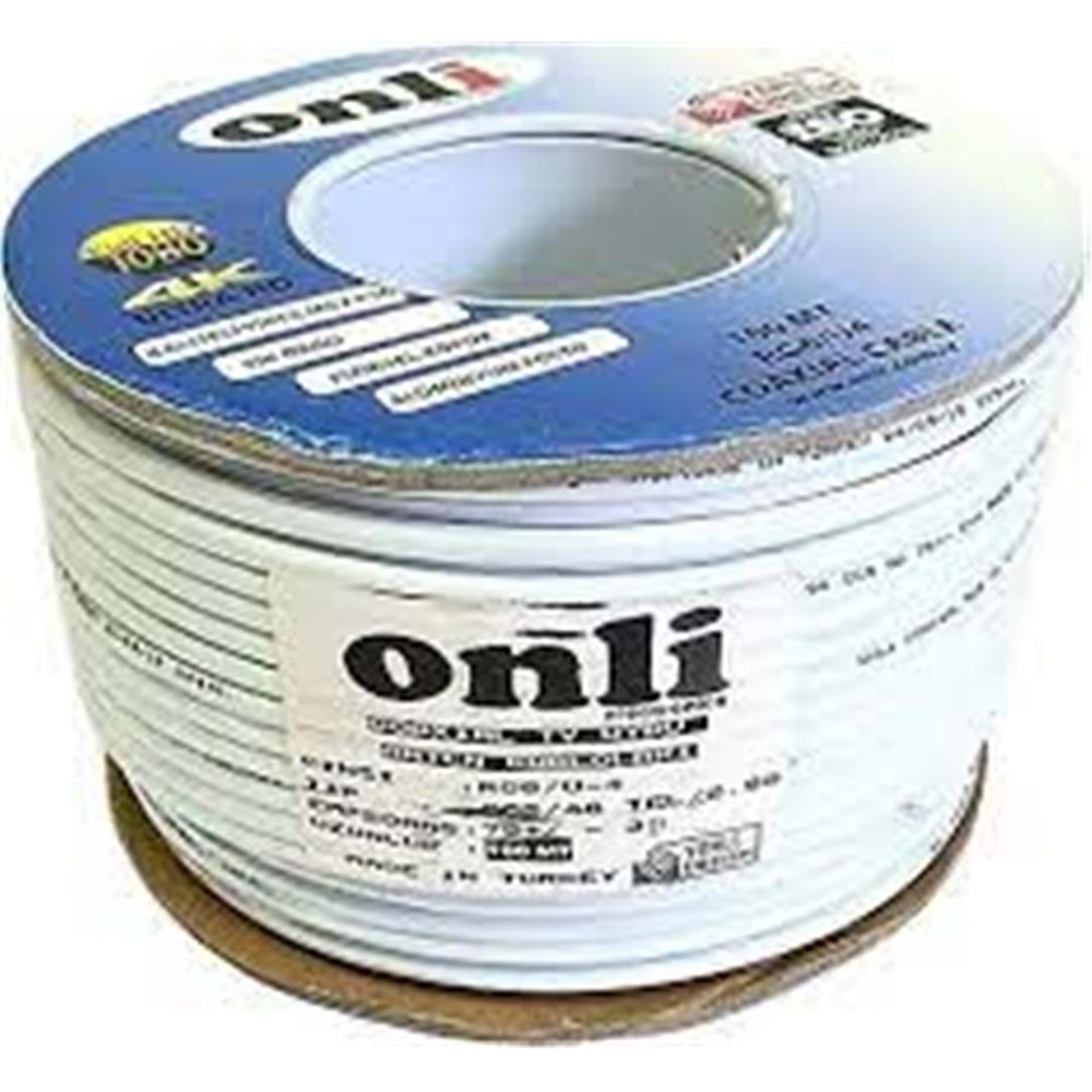 Onli RG6-U4 48 Tel 0,90 CCS-AL 100 metre Anten Uydu Kablosu 