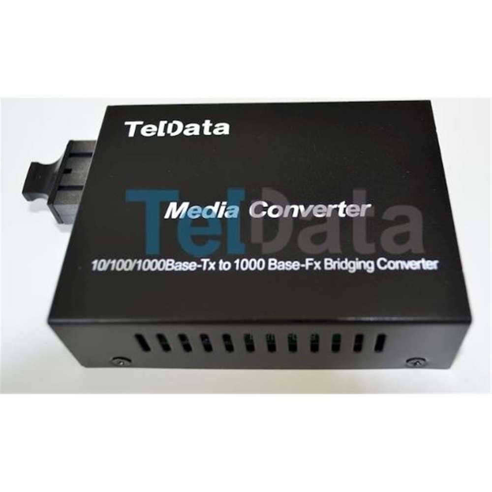 Teldata Media Converter Single Mode 10-100-1000 20 Km Dual Sc 2 Li Paket Set