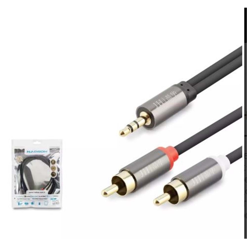 HADRON HDX1067 1.5M 3.5MM TO 2RCA KABLO 2LINE GOLD SİYAH