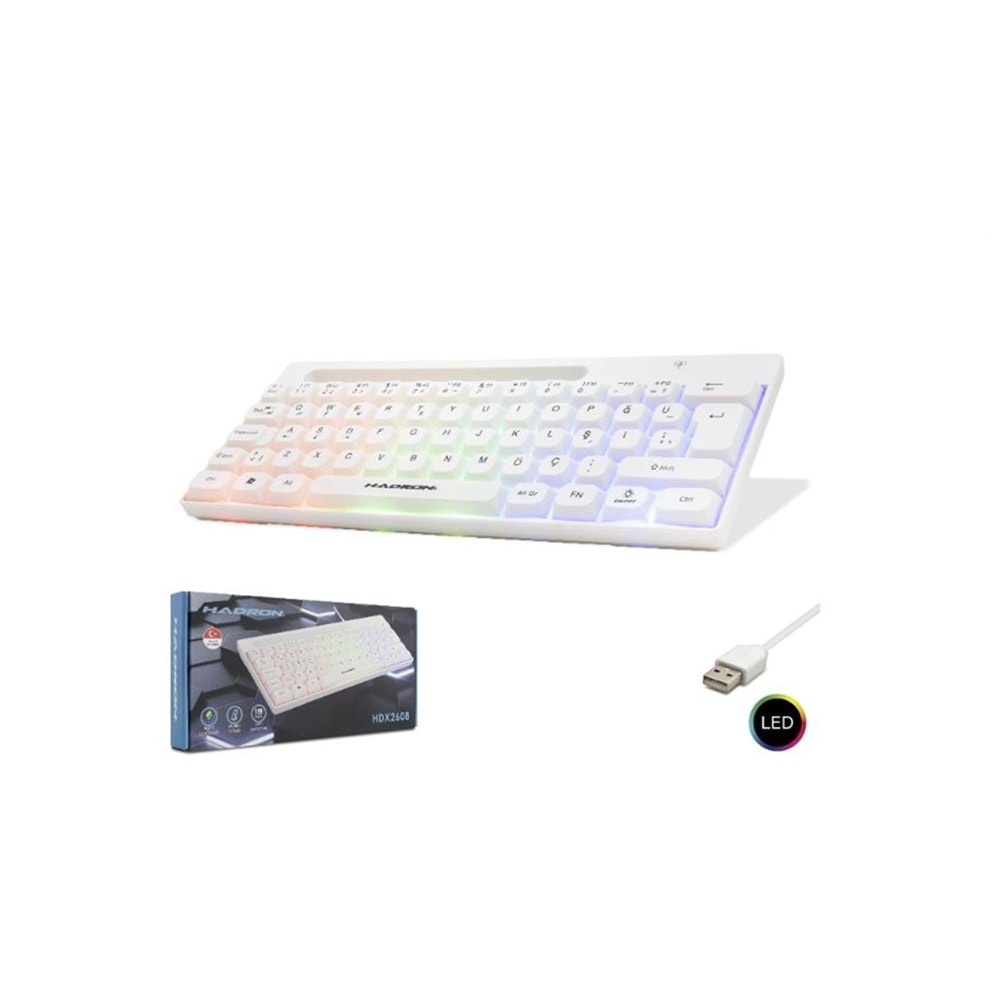 Hadron Hdx2608 Kablolu Oyuncu Mini Klavye Led Q Beyaz