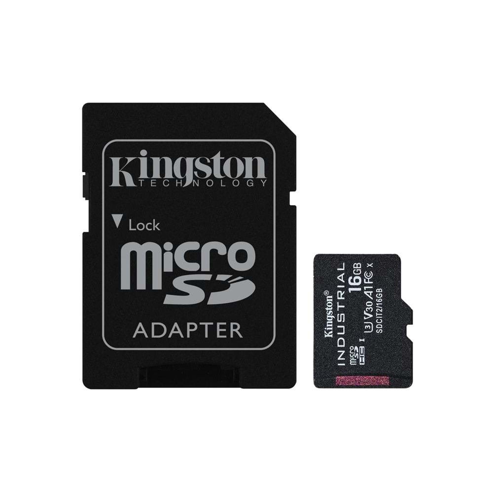 Kingston SDCIT2-16GB 16GB microSDHC Industrial C10 A1 pSLC Card + SD Adapter Hafıza Kartı