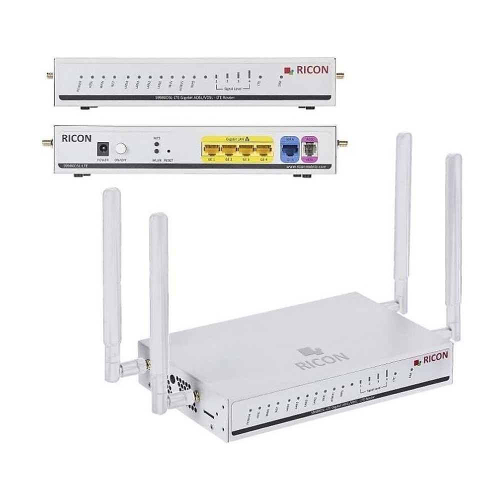 Ricon S9980DSL-LTE 4.5G 4 Port 400 Mbps Endüstriyel Router