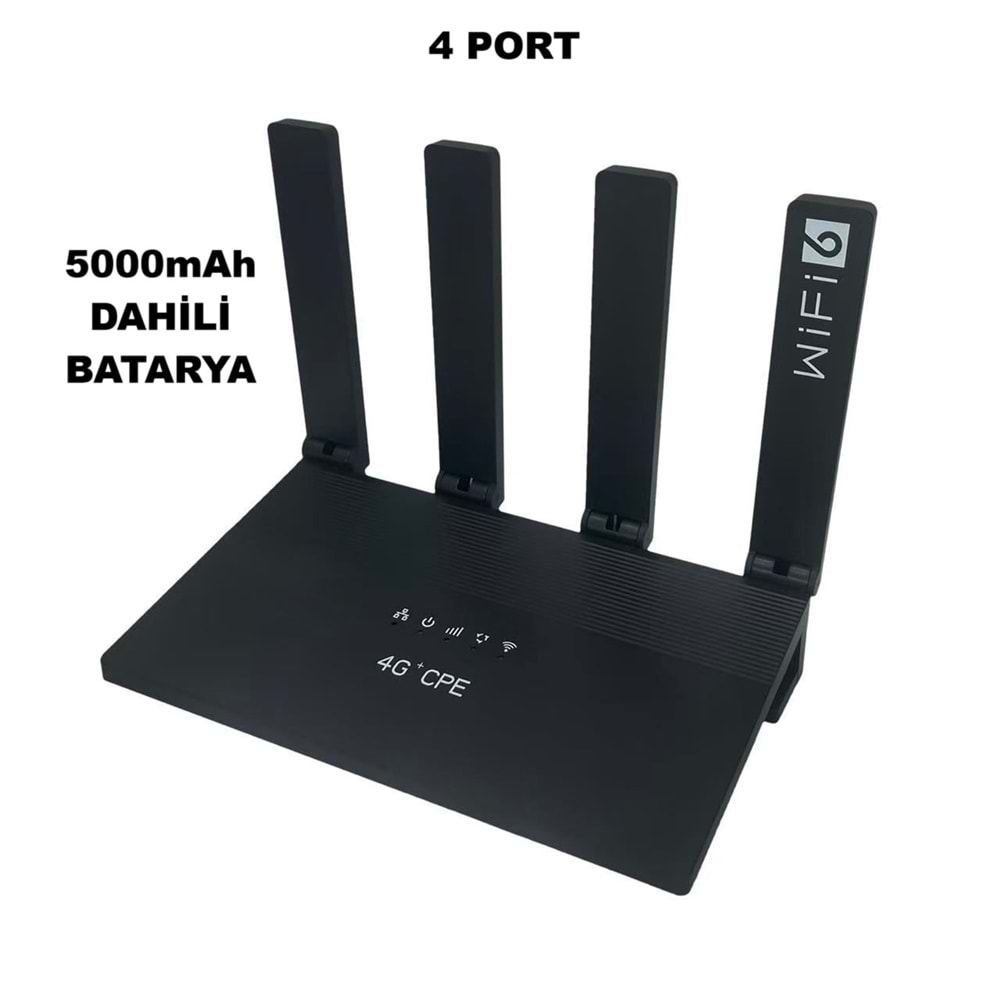 Sim Kartlı 4G 4Port Wifi6 5000mAh Dahili Bataryalı Modem