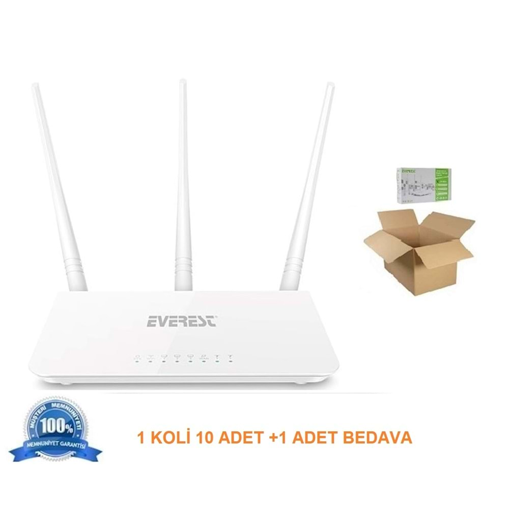 1 Koli 10+1 Everest EWR-F303 2.4GHz 300Mbps 1Wan+3Lan Wireless Router