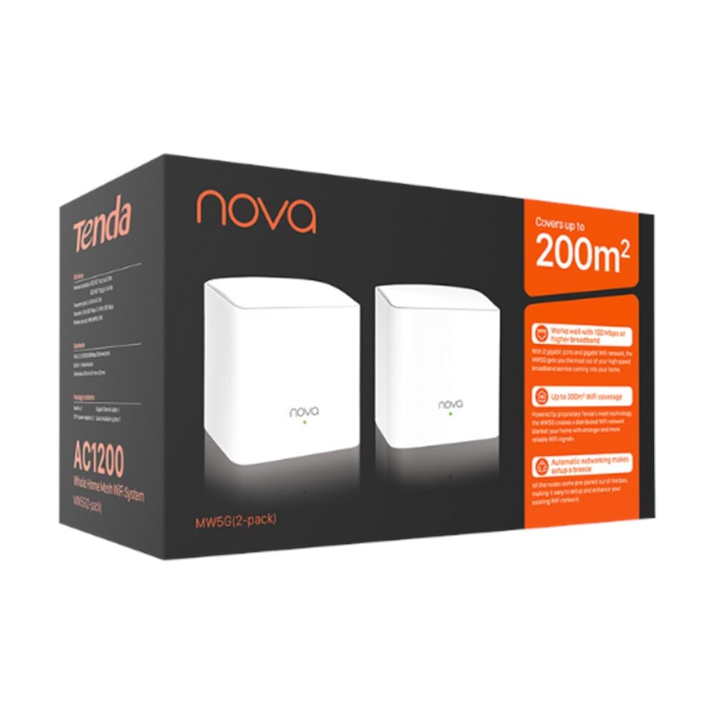 Tenda MW3 (2-Pack) AC 1200 Mbps Mesh Tüm Ev Wi-Fi Sistemi