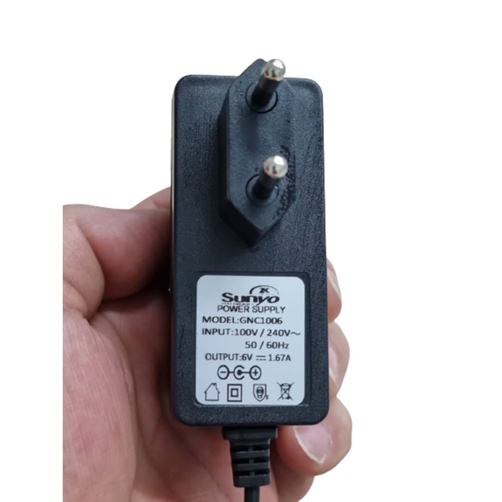 Sunyo 6.0 Volt 1.67 A Ac/Dc Tansiyon Aleti Şarj Adaptörü