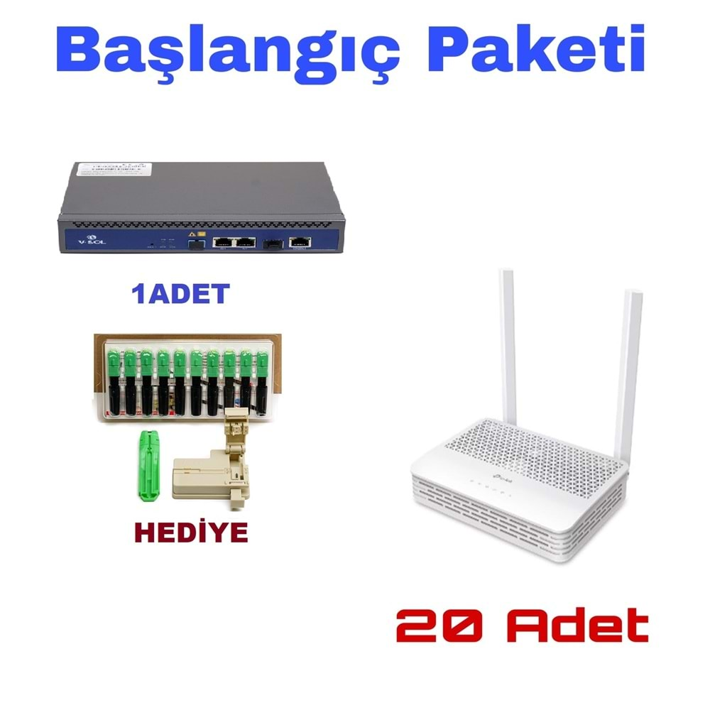 V-SOL BAŞLANGIÇ PAKETİ 1 Adet V-SOL 1 PON OLT V1600GS+20 Adet TpLink XC220-G3 AC1200 XPON Fiber Yönlendirici