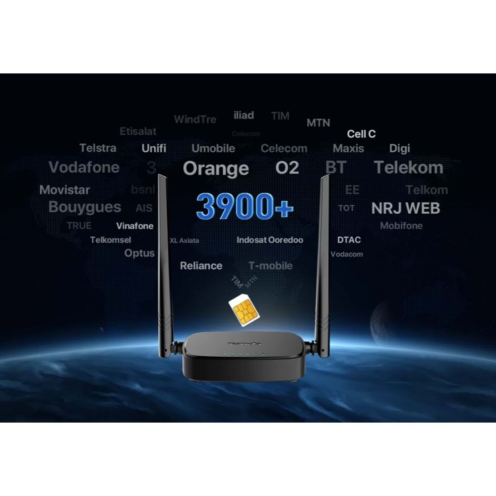 Tenda 4G03 PRO 300 Mbps 2.4 Ghz Wi-Fi 4.5G Sim Kartlı+LTE Router Unlocked