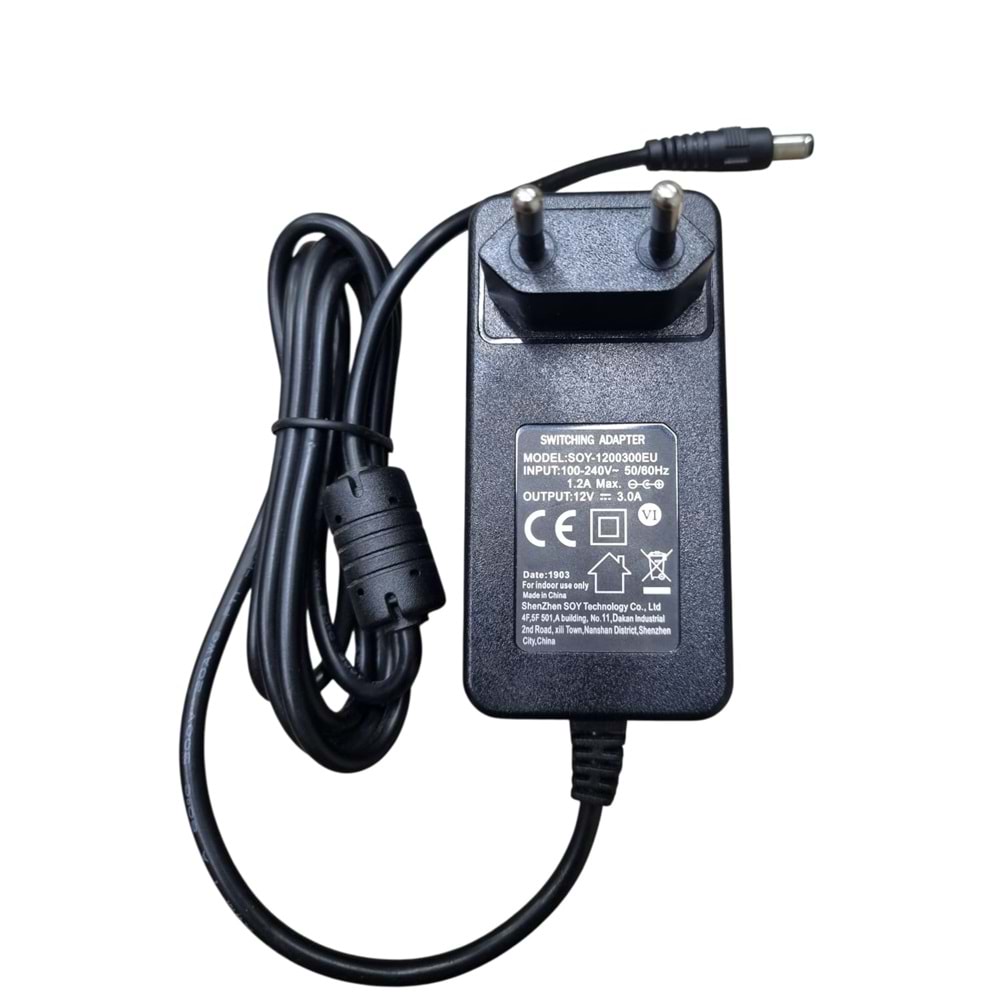 Switching Adapter 12 Volt 3.A 5.5x2.1 Uç Priz Tipi