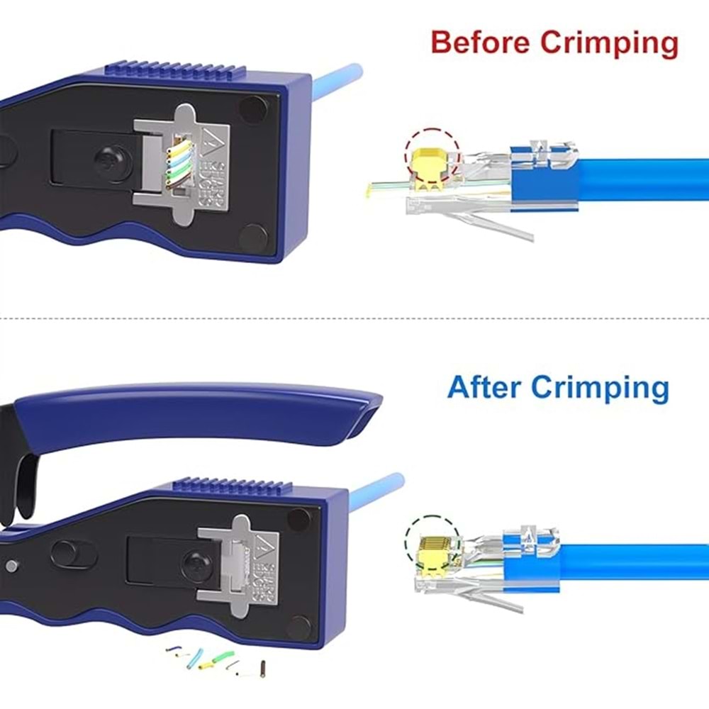 Smart EZ-RJ45 Kesme Sıkma Pensesi Ergonomik Tasarım Yüksek Kalite 7088 (E49)