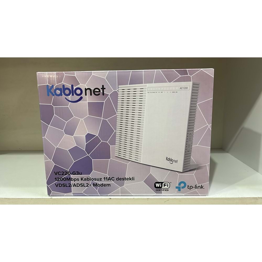 Kablonet TP-Link VC220-G3U 5Ghz AC 1200 Wirelles Dual Fiber-Vdsl2 Modem (Beyaz)
