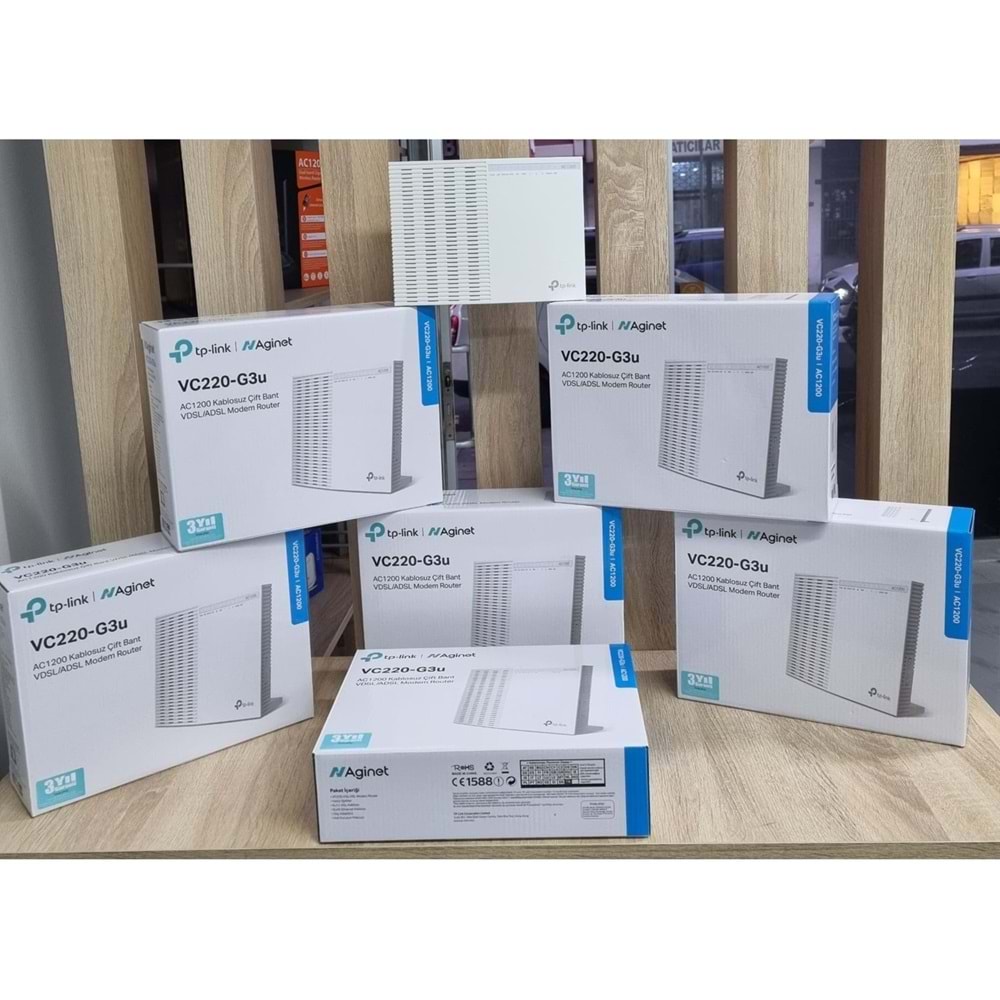Aginet TP-Link VC220-G3U KN-S 5Ghz AC 1200 Wirelles Dual Fiber-Vdsl2 Modem (Beyaz)