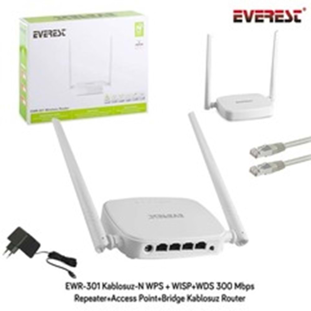 1 Koli 40 Adet+4 Adet Bedava Everest EWR-N301 300 Mbps 4 Port Router