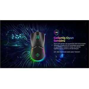North Air Black RGB Kablolu Profesyonel Oyuncu Mouse 
