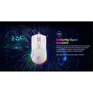 North Air White RGB Kablolu Profesyonel Oyuncu Mouse