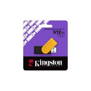 Kingston DTXS-512GB 512GB Portable USB 3.2 Gen1 DataTraveler ExodiaS (Black-Yellow) Flash Bellek 