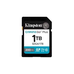 Kingston SDG4-1TB 1TB SDXC Canvas Go Plus Gen4 200MB-s C10 UHS-I U3 V30 Hafıza Kartı