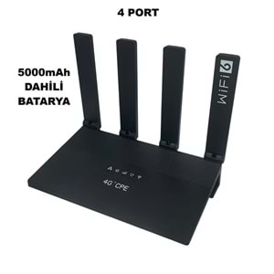 Sim Kartlı 4G 4Port Wifi6 5000mAh Dahili Bataryalı Modem