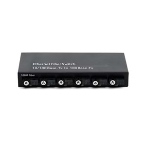 Fiber Optik 6 Port 100 Mbit Media Converter Switch+6 Adet 100 Mbit Media Converter Set