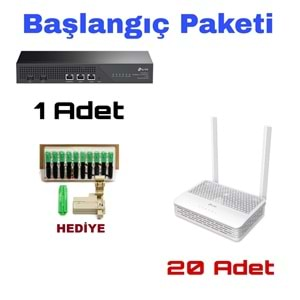 TP-LİNK BAŞLANGIÇ PAKETİ 1 Adet DS-P7001-01+20 Adet XC220-G3 AC1200 XPON Fiber Yönlendirici