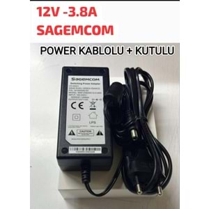 Sagemcom 12V-3,8 A-Max 5 A Adaptör / Power Kablolu + Kutulu