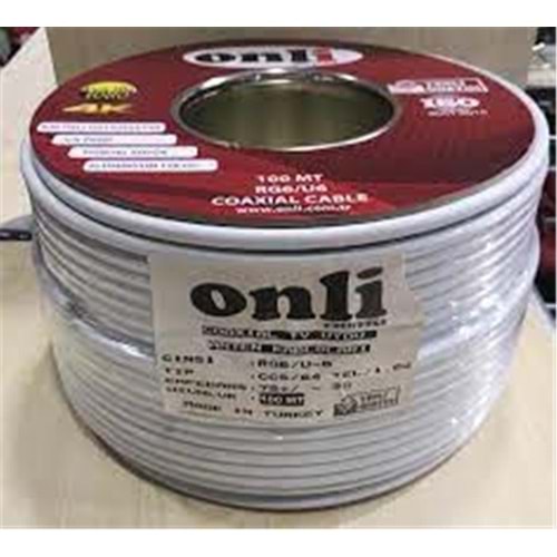 Onli ON-6403 RG6-U6 64 Tel 1,02 CCS-AL 100 metre Anten Uydu Kablosu 