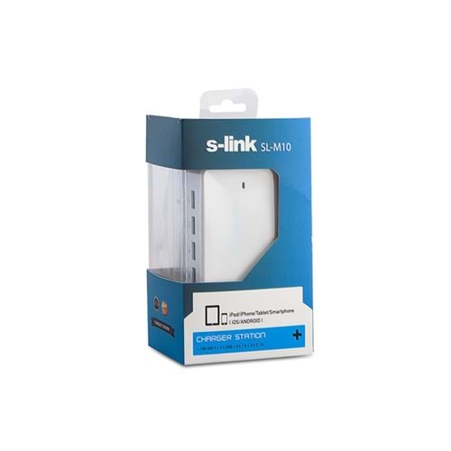 S-link SL-M10 6.2A 4-Usb Beyaz Usb şarj