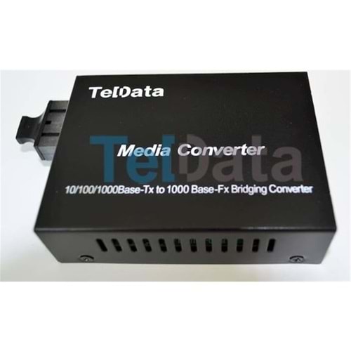 Teldata Media Converter Single Mode 10-100-1000 20 Km Dual Sc 2 Li Paket Set