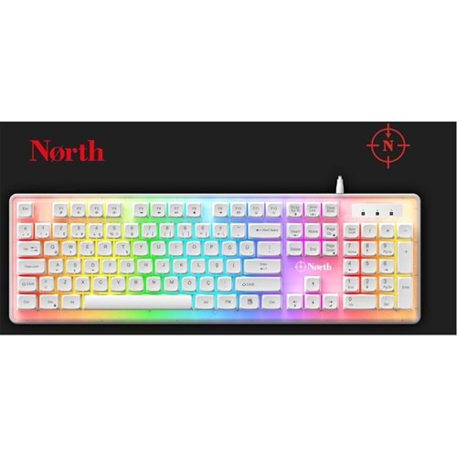 North Paladin Mekanik Hisli Türkçe RGB Beyaz Premium Gaming Klavye