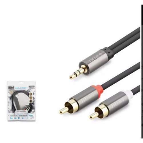 HADRON HDX1067 1.5M 3.5MM TO 2RCA KABLO 2LINE GOLD SİYAH