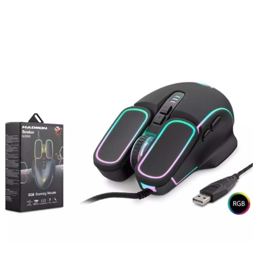HADRON Bomber G350 Rgb 7 Buttons Usb 1200-2400-4800-6400 Dpı Oyuncu Mouse (1,40cm Kablo Uzunluğu)