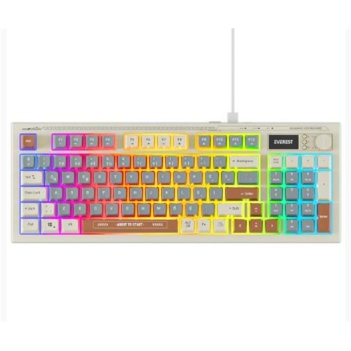 Everest KB-79 SILENT PRO Gri Mavi-Gri-Kahve SESSİZ RGB Q Membrane Oyuncu Klavyesi