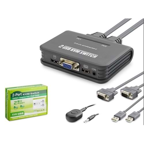 Hadron Hdx1362 Vga Usb Kwm Switch 2Giriş 1Çıkış Kablolu Siyah