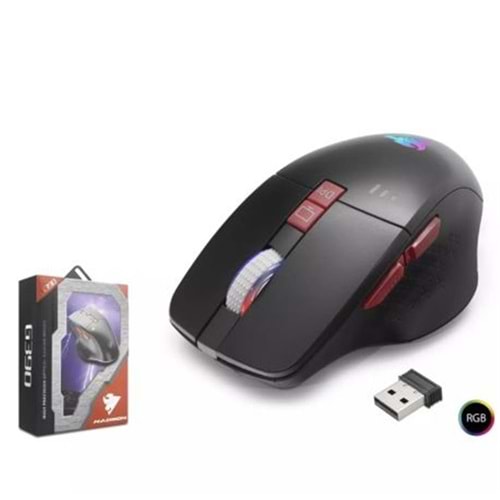 Hadron G390 Kablosuz Oyuncu Mouse Type-C Port Şarjlı + Led gösterim Rgb 1600Dpi Sessiz Siyah