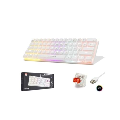 Hadron G508R Kablolu Oyuncu Mini Klavye Mekanik Red Switch Rgb Q Beyaz
