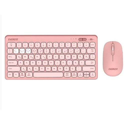 Everest LUMI KM-BT903 Pembe 3in1 3 BT + 2.4 1600dpi Q Kablosuz Klavye + Mouse Set