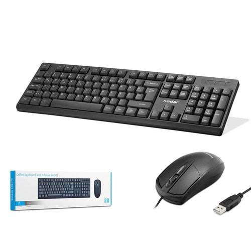 Nodar Km501 Kablolu Klavye ve Mouse Set Q Siyah