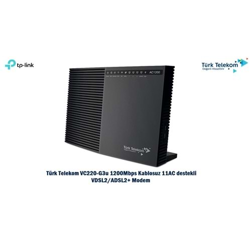 TT Tp-Link VC220-G3u AC 1200 5Ghz Vdsl Modem Siyah(Kutulu-Yenilenmiş)