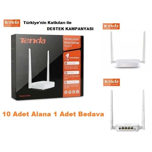 1 Koli 10+1 Adet Tenda N301 300 Mbps Ap&Router