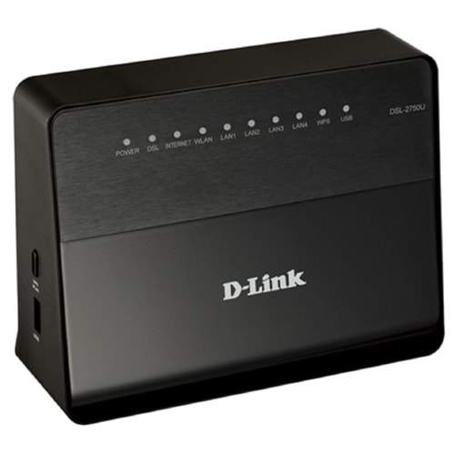 D-Link DSL-2750 U/RA 300Mbps 4 Port ADSL2+ 1 Port USB Kablosuz Modem/Router