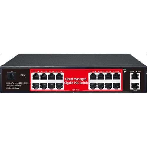 Smart Partner 16+2+1 Sfp Port Full Gigabit Bulut Yönetilebilir Poe Switch