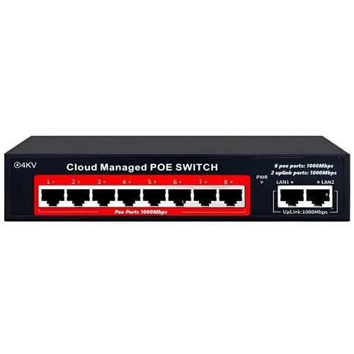 Smart Partner 8+2 Port Full Gigabit Bulut Yönetilebilir Poe Switch