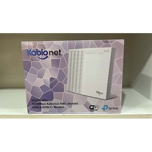 Kablonet TP-Link VC220-G3U 5Ghz AC 1200 Wirelles Dual Fiber-Vdsl2 Modem (Beyaz)