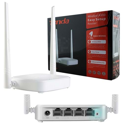 1 Koli 40 Adet+4 Adet Bedava Tenda N301 4Port WiFi-N 300Mbps 2 Anten Ap&Router