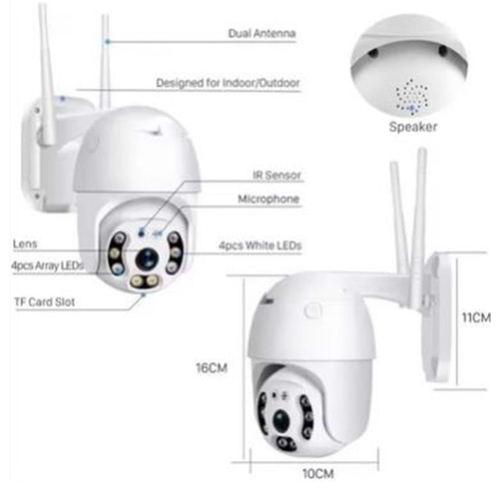 Apronx APX-WP70 3mp 2.8mm 8 LED Wifi Ptz Kamera