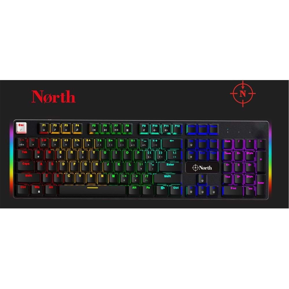 North Shield Blue Switch Türkçe Q RGB Mekanik Gaming Klavye 