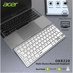 Acer OKR220 Beyaz MultiDevice Dual Mode 2.4GHZ Bluetooth Klavye (Smart Tv)(Android)