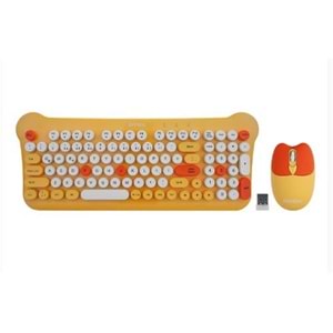 Everest KM-6244 BUNNY Renkli Tuşlu Sarı 2.4 ghz + BT Kablosuz Q Multimedia Klavye + Mouse Set