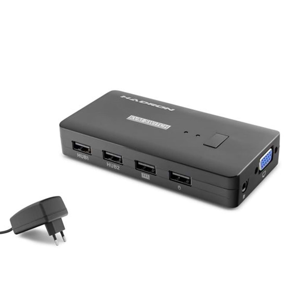 Hadron Hdx1374 2 Port + 4- Usb Vga Kvm Switch Kablolu Siyah